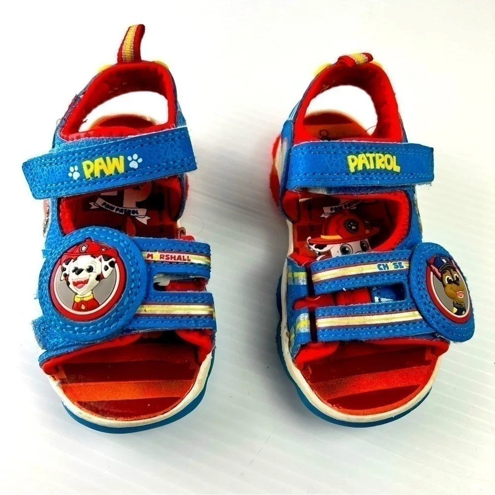 Paw Patrol sandals toddler size 8 Marshall and Chase Hook and Loop straps